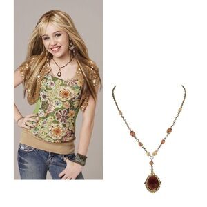 ᥫ᭡. ASO Hannah Montana Handmade gold beaded teardrop pendent necklace, Season 1